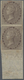 (*) Indien: 1856 QV 1a. Brown IMPERFORATE Verical Pair With Inscribed And Watermarked Sheet Margin At Foot, Unused Witho - Other & Unclassified