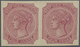 /(*) Indien: 1866 "WEST INDIA" Essay 4a Rose-carmine On Watermarked Paper, Horizontal Pair, Light Vertical Crease Betwee - Autres & Non Classés