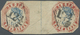 /O Indien - Used Abroad: ADEN 1854: Indian Lithographed 4a. Blue & Red, Horizontal Pair From 2nd Printing, Sheet Pos. 11 - Other & Unclassified