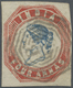 O Indien - Used Abroad: 1854-55 BURMA: Indian Lithographed 4a. Blue & Red, 4th Printing, Sheet Pos. 3, Used In AKYAB And - Other & Unclassified