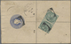 GA Indien - Used Abroad: IRAQ 1892: Indian QV Postal Stationery Registered Envelope 2a. Blue, Uprated ½a. Pair, Sent Fro - Autres & Non Classés