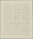 (*) Indien - Feudalstaaten: INDORE 1890: Court Fee Stamp 1a. As Waterlow Specimen In Blue, Complete Sheet Of Nine, Imper - Other & Unclassified