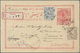GA Iran: 1898. Registered Persian Postal Stationery Card 5ch Rose Upgraded With Yvert 89, 2c Bistre And Yvert 94, 10ch B - Iran
