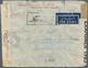Br Iran: 1942. Registered Air Mail Envelope (faults) Addressed To London Bearing Yvert 644, 1r Turquoise, Yvert 647, 3r - Iran
