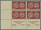 **/* Israel: 1948. Coins Series 500m Red Brown In A Corner Block Of 4 With Tabs. Two Stamps And One Tab Unused, Otherwis - Altri & Non Classificati