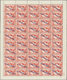 ** Jemen - Königreich: 1964, "FREE YEMEN..." Handstamp In Violet On 1959 Telcom Issue, Complete Sheet Of 50 Stamps (fold - Yemen