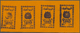 ** Jemen - Königreich: 1966, HANDSTAMP PROVISIONAL10b. Violet On Orange Matt Paper Horizontal Strip Of Four, Mint Never - Yemen