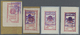 ** Jemen - Königreich: 1967, Handstamp Provisionals 10b. Red On White Four Stamps On Seld-adhesive Labels Incl. Two On T - Yémen