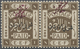 ** Jordanien: 1922, 1/10 P. On 1 M. Sepia Pair With Violet Handstamp And Normal Black Overprint, Mint Never Hinged, Fine - Jordanie