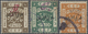 */O Jordanien: 1922, 1/10 P. On 1 M. Sepia Mint With Red Handstamp, 2/10 P. On 2 M. Blueishgreen Used With Violet Handst - Jordan