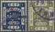 O Jordanien: 1922, 1 P. On 1 P. Deep Blue Red Overprint And 2 P. On 2 P. Greenolive Violet Overprint, Both Cancelled, Fi - Jordan