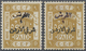 * Jordanien: 1922, 9 P. On 9 P. Oliveyellow Two Stamps Showing Black And Violet Overprint, Both Mint Hinged, Fine Pair, - Jordanie