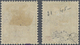 * Jordanien: 1922, 9 P. Olive Yellow Two Stamps Showing Overprints In Red And Violet, Both Mint Hinged, Fine, Michel Cat - Jordan