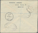 Br Jordanien: 1941, 5 M. Orange Five Values On Registered Cover From"AMMAN" Ds. With Scarce Violet "SHARK EL URDUN 4 OPE - Jordan