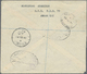 Br Jordanien: 1941, 5 M. Orange Five Values On Registered Cover From"AMMAN" Ds. With Scarce Violet "SHARK EL URDUN 4 OPE - Jordanie