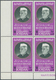 ** Jordanien: 1967, 10f. Nehru, Marginal Block Of Four From The Lower Left Corner Of The Sheet, Upper Left Stamp Showing - Jordan