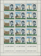 ** Katar / Qatar: 1966, J.F.Kennedy Revaluation Overprints, Perforated Issue, Two Complete Sheets With Five Sets, Unmoun - Qatar