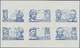 ** Katar / Qatar: 1971, Famous Persons Of Islam, 1d. To 2r., Complete Set Of Six Value, Imperforate Proof Sheet In Blue, - Qatar