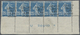 **/* Libanon: 1924, 1.25pi. On 25c. Blue, Bottom Marginal Plate Block Of Five With Upwards Shifted Perforation At Base A - Liban