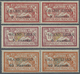 **/* Libanon: 1924, 2pi. On 40c., 5pi. On 1fr. And 10pi. On 2fr., 2nd Edition (wide Spacing), Three Values As Horiz. Pai - Lebanon