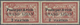 * Libanon: 1924, Airmails, 2pi. On 40c. Red/blue, Horiz. Pair, Left Stamp With "Raised V", Right Stamp With Widely Space - Liban