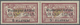 * Libanon: 1924, Airmails, 5pi. On 1fr. Red/olive, Horiz. Pair, Left Stamp With "Raised V", Right Stamp With Widely Spac - Lebanon