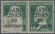 * Libanon: 1924, 50c. On 10c. Green, Horiz. Pair With Faults, Left Stamp Showing Heavy Surface Rub/thinning Which Has Be - Liban