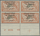 ** Libanon: 1924, 10pi. On 2fr. Orange/blue, Plate Block Of Four, Unmounted Mint. Maury 35 - Liban