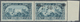 ** Libanon: 1926, 7.50pi. On 2.50pi. Greenish Blue, Horiz. Pair, Left Stamp Without Overprint (albino Printing Only), Un - Lebanon