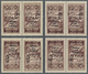 ** Libanon: 1926, 2p. On 10p. Brown Four Horizontal Pairs Showing Inverted Overprint "Secours Aux Refugies", All Mint Ne - Lebanon