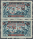 */** Libanon: 1928, 7.50pi. On 2.50pi. Greenish Blue, Vertical Pair, Top Stamp Showing "French And Arabic Ciphers Transp - Lebanon