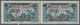 * Libanon: 1928, 7.50pi. On 2.50pi. Greenish Blue, Horiz. Pair, Left Stamp Showing "5.70pi.", Mint O.g. Previously Hinge - Lebanon