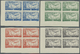 ** Libanon: 1946, Arab Postal Conference, Complete Set Of Four Values As IMPERFORATE Blocks Of Four From The Lower Left - Liban