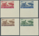 * Libanon: 1954, Beyrouth Airport, Set Of Four IMPERFORATE Marginal Copies From The Lower Right Corner Of The Sheet, Min - Lebanon