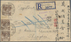 Br Malaiische Staaten - Straits Settlements: 1937, KGVI 4 C And 5x 5 C Front/backside On Registered Envelope (few Stains - Straits Settlements