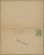 GA Malaiische Staaten - Perak: 1930 (ca.), Double Card 2 + 2 C. Green Ovpt. "SPECIMEN",  Variety: The Reply Part Without - Perak