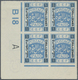 (*)/ Palästina: 1918, 5 M. On 1 P. Cobolt Blue, Block Of 4 From The Left Lower Sheet Corner With Inscription "B 18 A", U - Palestine