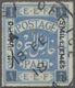 O Palästina: 1918. Definitive 5m On 1p Cobalt Blue, Central Cancellation "18 FE / 18". Rare! - Palestine