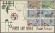 Delcampe - Ras Al Khaima: 1966, ITU, Perf./imperf. Set And The Souvenir Sheet, Each On Illustrated F.d.c. (few Marks). - Ras Al-Khaima