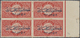 ** Saudi-Arabien - Hedschas: 1925, 1/2 Pi. Red Margin Block Of Four With Blue Twoline Overprint, Roul. 13, Mint Never Hi - Saudi Arabia