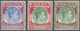 ** Singapur: 1949, High Values 1,2 And 5 $ Of The KG VI Definitive Set With 17 1/2:18 Perforation Mnh. - Singapore (...-1959)