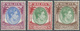 ** Singapur: 1949, High Values 1,2 And 5 $ Of The KG VI Definitive Set With 17 1/2:18 Perforation Mnh. - Singapour (...-1959)
