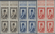 ** Syrien: 1934, 10 Years Republic President Ali Abed Three Perforated Proof Blocks Of Four Without Value, Top Margins, - Syria