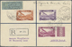 Br Syrien: 1934, 10 Years Republic Air Mails Imperf Set Of Ten Margin Stamps On Four Registered Covers To London, Very F - Syrie