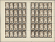 ** Syrien: 1943, Mourning Issue, 2pi. Brown, Complete (folded) Sheet Of 50 Stamps Incl. Five Gutters Showing Variety "Do - Syrie