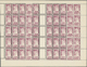 ** Syrien: 1943, Mourning Issue, 10pi. Lilac, Complete Sheet Of 50 Stamps Incl. Five Gutters Showing Variety "Misplaced - Syrie