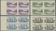 ** Syrien: 1950, Definitives Coat Of Arms/Pictorials, IMPERFORATE, Complete Set Of Six Values As Marginal Blocks Of Four - Syria