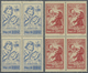** Syrien: 1957, Mother's Day Both Values In Blocks Of Four With Strong OFFSET On Reverse In Blocks Of Four, MNH And An - Syria