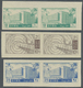 ** Syrien: 1958, GPO Damascus And Telegraph Complete Set Of Three In IMPERFORATE Pairs With Printing On Gum Side, Unusua - Syria
