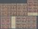 /* Thailand: 1894-99 OVERPRINTS: Group Of 14 Blocks Of Four And A Type Pair (2a. On 64a.), From 1a. On 12a. And 1a. On 6 - Thailand